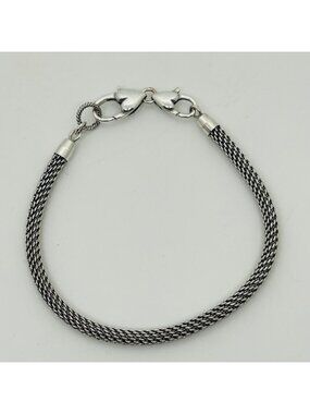 Silver-Tone Mesh Chain Bracelet Modernist With Double Heart Lobster Clasp 8 inch